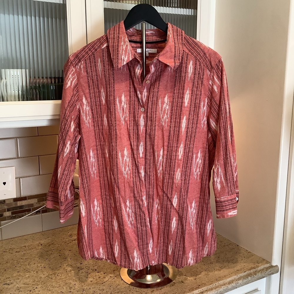 Foxcroft Patterned Shirt Wrinkle Free Size 14W